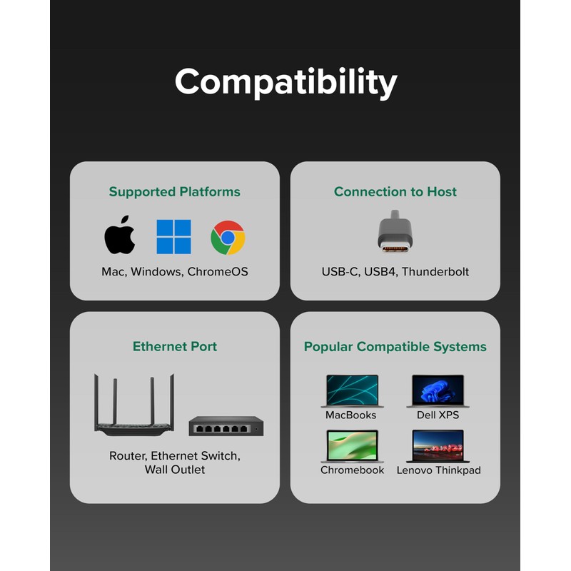 Plugable 5Gbps USB-C Ethernet Adapter | 5000Mbps Wired Network for