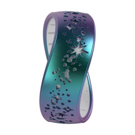 Enso Rings Etched Classic Silicone Rings - Comfortable and Flexible Design - 8mm Wide, 2.16 Thick - Supernova - Nebula/Pearl - Size 6