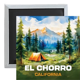 El Chorro California Souvenir 2.5 x 2.5 Inches Magnet Camping Tent Design Single