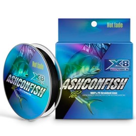Ashconfish Braided Fishing Line Color Never Fade 8 Strands Super Strong PE Fishing Line Abrasion Resistant Fishing Wire Zero Stretch(Black,328Yards(300m)-40lb/0.32mm)