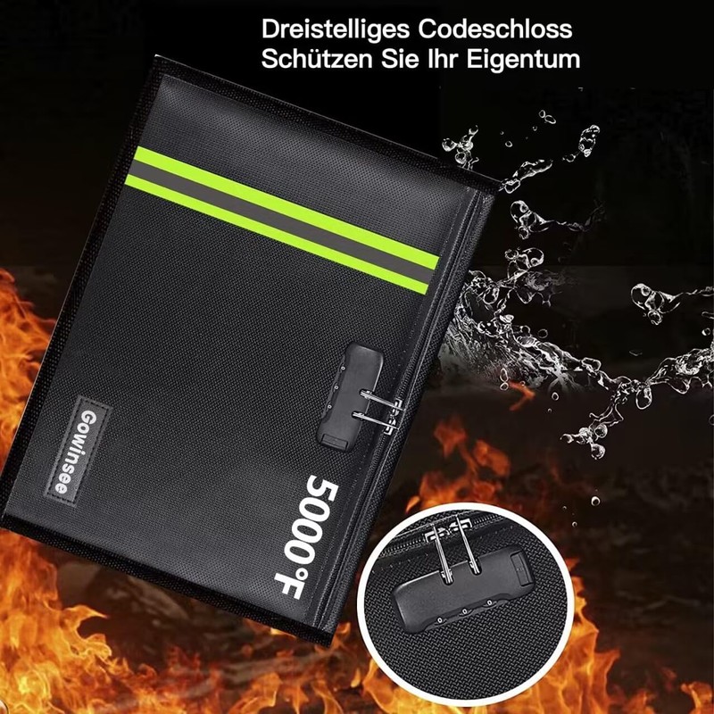 Improved Fireproof and Waterproof Bag Briefcase with Lock (38 x