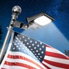 Flag Pole Light Solar Powered 3 Mode Metal Clamps Fits