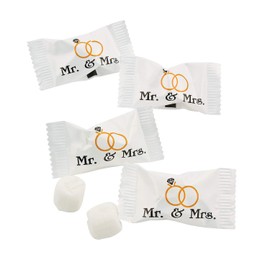 Fun Express 14 oz. Mr. & Mrs. Wedding Classic White Buttermints - Approximately 108 Pieces - Great for Weddings and Bridal Shower Events