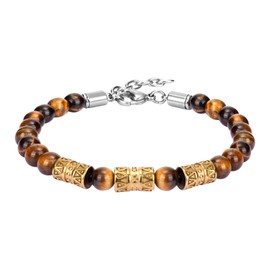 Feifuli Mens Bracelet Trendy beaded bracelets, Stainless Steel Bracelet Chain Bracelet with Clasp Adjustable (Model:RD-JN1283)