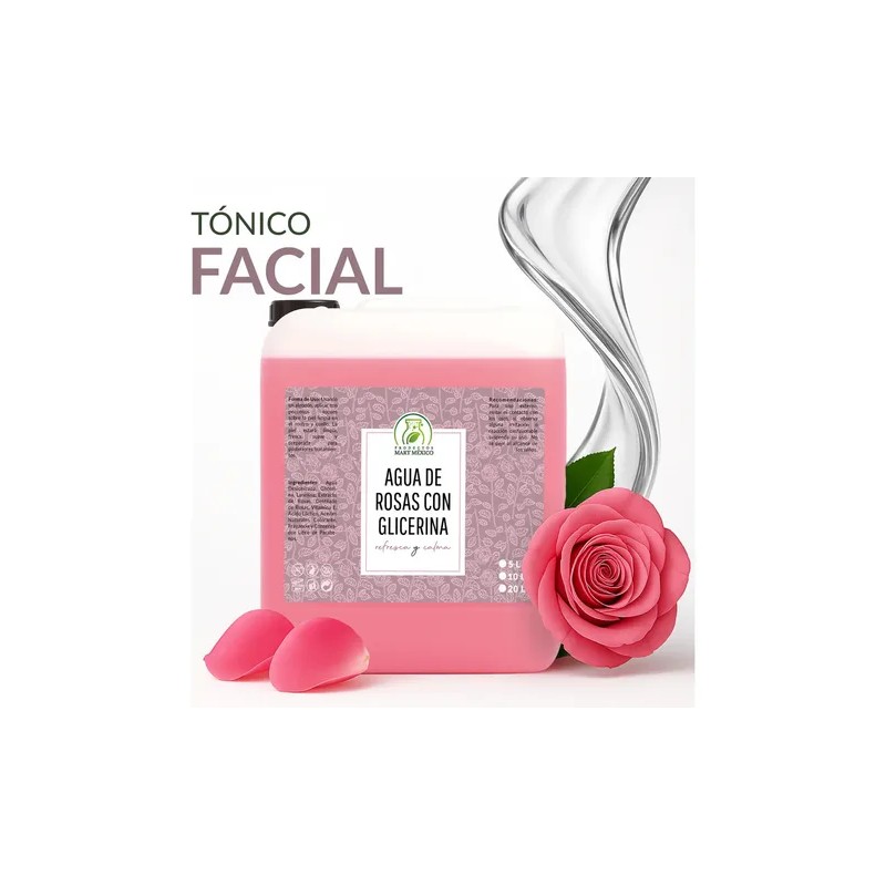 Agua de Rosas con Glicerina 5L Productos Mart Mexico Tónico