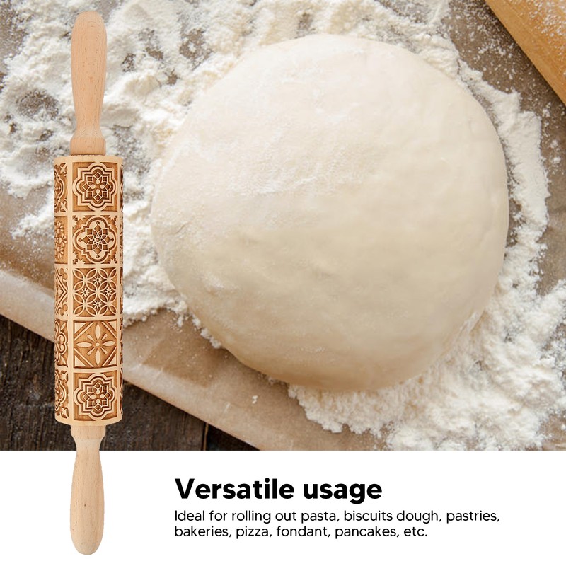 3pcs Wooden Embossed Rolling Pin Engraved Embossing Dough Roller for