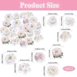 Fyeoxle 48PCS Edible Rose Flowers Cupcake Toppers Edible White Rose Flowers Cupcake Decor Wafer Paper Wedding Flowers Cupcake Picks for Flowers Theme Engagement Birthday Party Decor Supplies