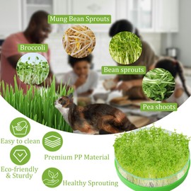 Stackable Seed Sprouter Kit, Microgreens Growing Kit with Drain Holes and Drain Tray, Mini Plant Grow Trays, Fresh Organic Bean Seed Sprouter Tray, Soil-Free Sprouter Tray for Beans Alfalfa Seeds