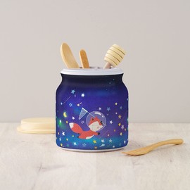 Pintoo 3D Puzzle Jar 64 Plastic Pieces for Adults - Hedgehog and Apple - Wooden Lid Container for Kitchen Dining Study Living Room No Glue Requied Small [BC1001]