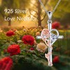 YONFQE Rose Cross Necklace 925 Sterling Silver Rose Pendant Love