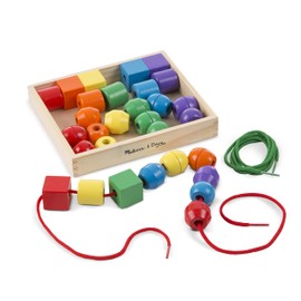 Melissa & Doug Primary Lacing Beads - Educational Toy With 30 Wooden Beads and 2 Laces | Beads For Toddlers, Fine Motor Skills Lacing Toys For Toddlers And Kids Ages 3+