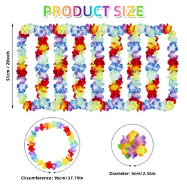 Pack of 12 Hawaii Chains Flowers, Hawaiian Party Decoration Garlands, Colourful Flower Chains Hawaii, Tropical Party Decorations, Pool Party Decorating Necklace, for Children, Adults, Birthday, Beach