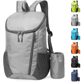 Yoolly Lightweight Foldable Backpack, Small Hiking Rucksack, Waterproof Packable Backpack for Men Women Kids, Durable Rucksack for Outdoor Sport Travelling Hiking Camping Biking Walking (Grey)