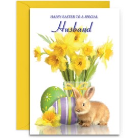 Husband Easter Card - Medium Sized Card (A5 Size -148mm x 210mm) with Envelope
