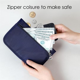 bagINBAG QIANPA Card Holder Holder for Men & Women，Slim Wallet with Zipper Pocket，28 Slots Minimalist Wallet RFID with Nylon Fabric，Dark Blue