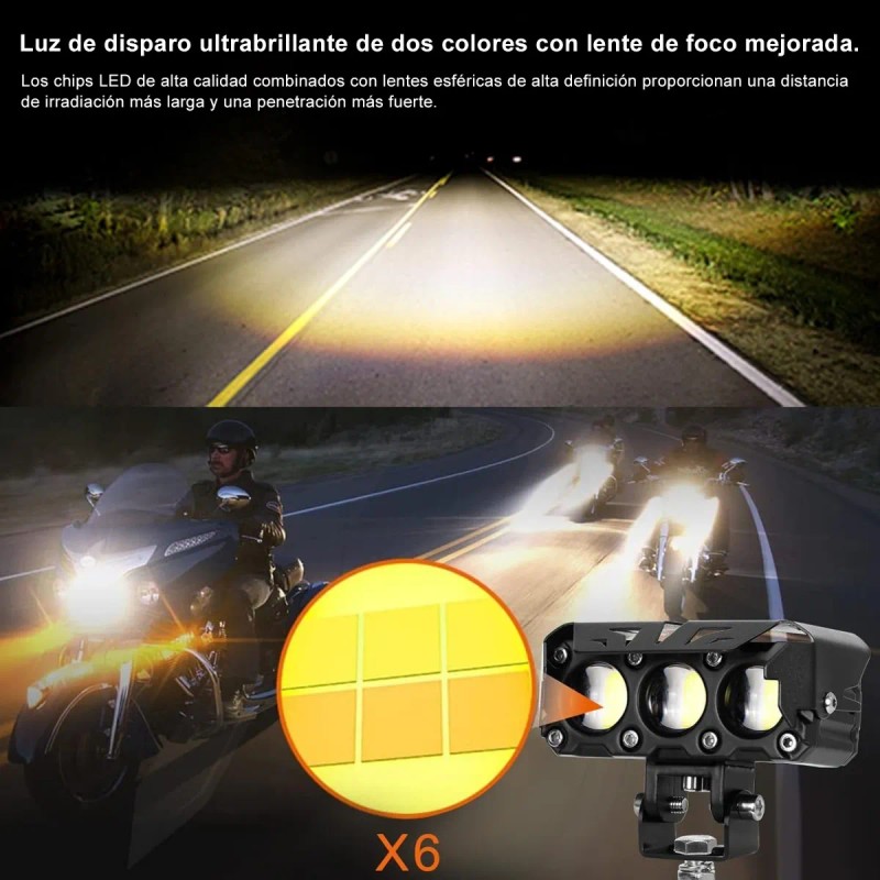 Par Faro Led Exploradoras Laser Lupa Estrobo Moto Auto 70w