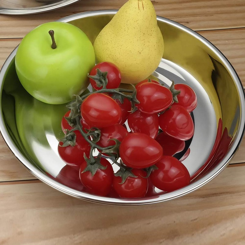 Qskely Stainless Steel Dinner Round Plates, 4 Pack Food Grade