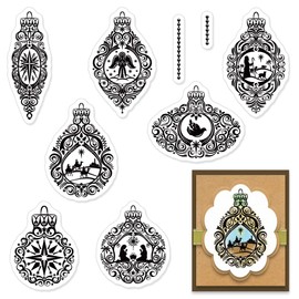 LANGFON Religion Clear Stamps for Card Making Decorative Lace Lantern Clear Stamps Nativity Transparent Silicone Stamps for DIY Scrapbooking Supplies Embossing Paper Card Album Decoration Craft