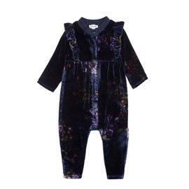 Splendid Kids Girl's Floral Velvet Onesie, Eclipse, 6-9M