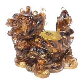 KYEYGWO Pack of 2 Dragon Turtle Crystal Statue Resin Animal Figures Collectible Figurine Feng Shui Ornament for Prosperity Wealth Good Luck, Tiger's Eye