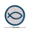 Ichthys Christian Fish Patch Blue and White Iron-on 10-Pack, 1"