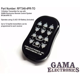 GAMA Electronics 12 Button Keyfob R.F. Transmitter for 4 Motor Control - RFT340-4PR-TO
