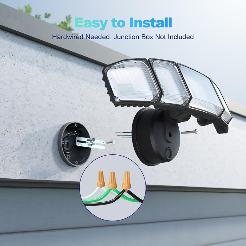 lamvip 85W Motion Sensor Light and 75W 5-Head Flood Lights