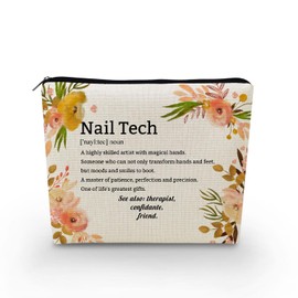 YULUENZE Inspirational Gifts Nail Tech Definition Makeup Bag Positive Quote Toiletry Pouch with Zipper Birthday Christmas Gift for Women Nail Technician Friends Sisters BFF