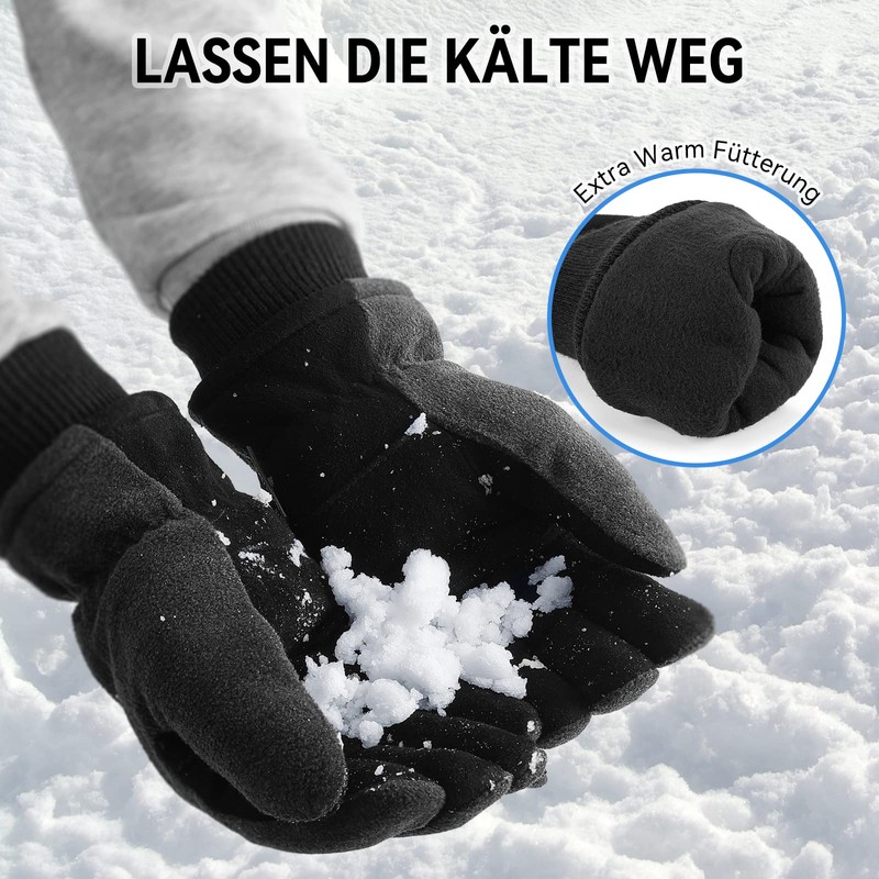 Ozero Winter Thermal Windproof Leather Gloves 1 Pair, grey, m