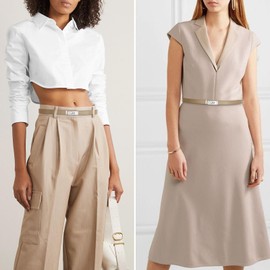 Tonsunul Women's Leather Belt, Metal Screw Closure, 55-98 cm Adjustable, Belt Women Various Options, Suitable for Jeans, Dresses, Daily Clothing, Gifts for Women, Light Khaki + Silver, 110