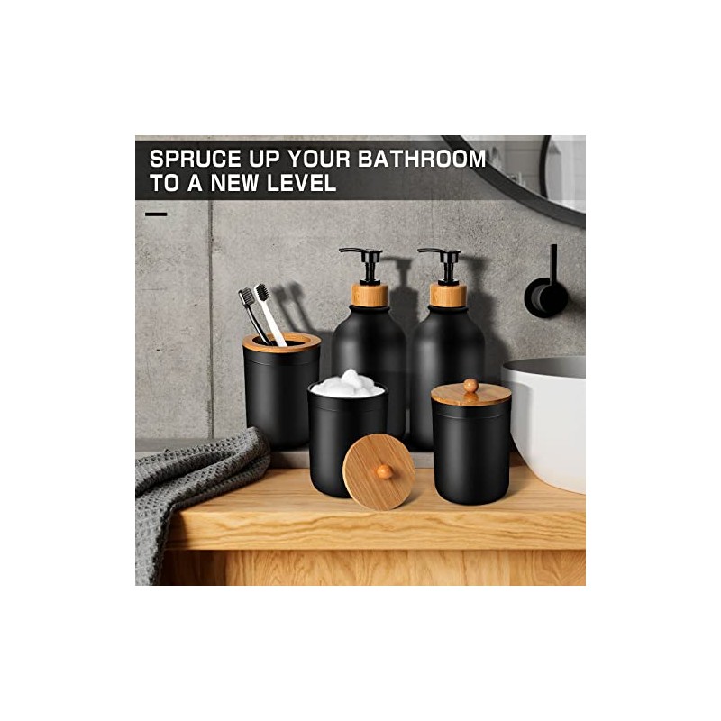 Juego de Baño Accesorios 5Pcs, Negro Accesorios para Baño con