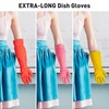 ThxToms Rubber Dishwashing Cleaning Gloves (2-Pair) - Fleece Lined, Reusable,