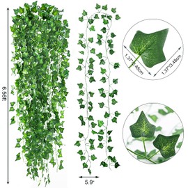 CEWOR 72 Pack 474ft Fake Vines with Leaves for Bedroom Artificial Ivy Garland Fake Ivy Leaves Artificial Greenery Garlands Hanging Vines for Room Decor Wedding Wall Indoor Outdoor Decoration