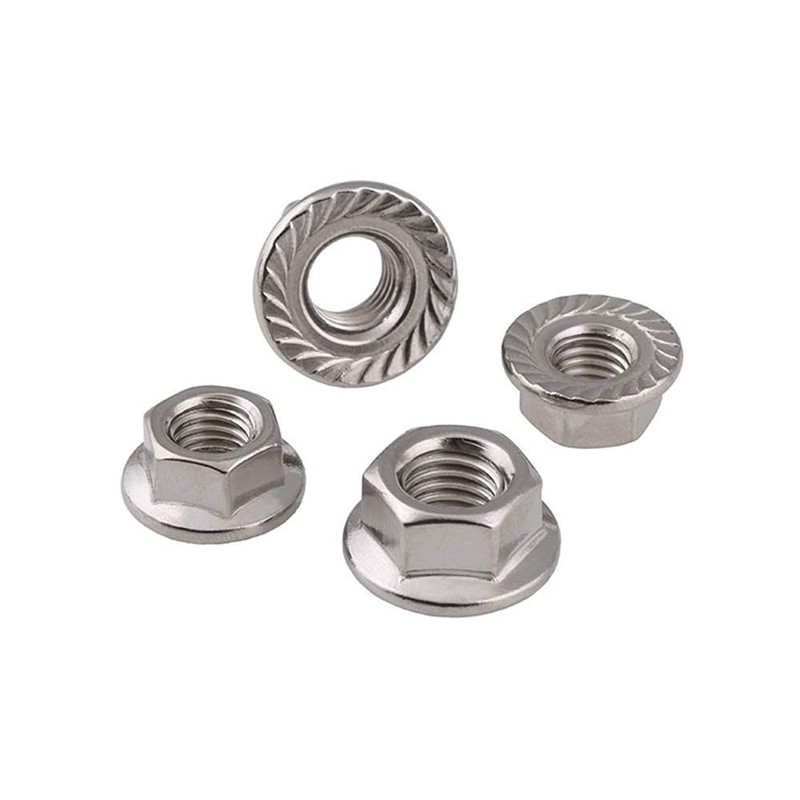 RUOFENG Stainless Steel Serrated Hex Flange Lock Nuts 50pcs (M5)