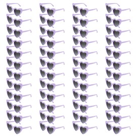 BOUBONI 6/12/24/48 Pack Heart Sunglasses Vintage Heart Shaped Glasses Bulk Bachelorette Sunglasses for Women Wedding Party (48, Purple)