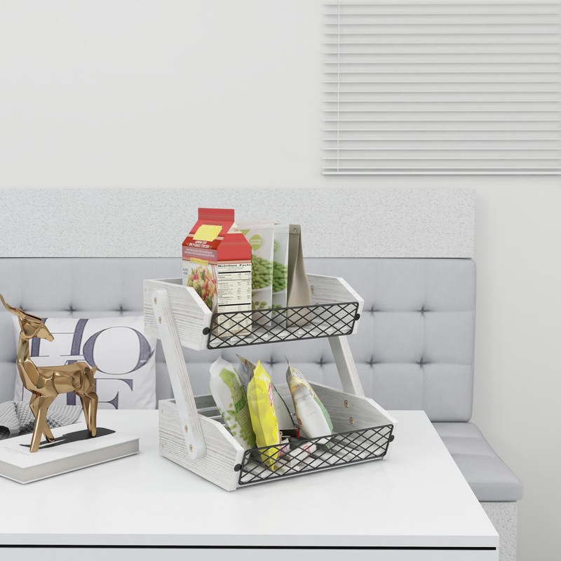 Dorhors Fruit Basket for Kitchen, 2 Tier Fruit Bowl,Kitchen Counter