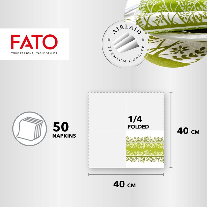 Fato, Trockene Papierservietten, Airlaid, Textileffekt, Packung mit 50 Servietten, Größe