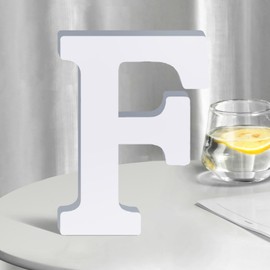 White Wooden Letters 8 Inch for Wall Decor,Large Unfinished Wood Letters for Home,Wooden Alphabet Letters for Crafts,Standing Garden Board or Room Name Signs DIY Carft (F)