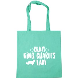 Hippowarehouse Crazy king charles lady dog Tote Shopping Gym Beach Bag 42cm x38cm, 10 litres