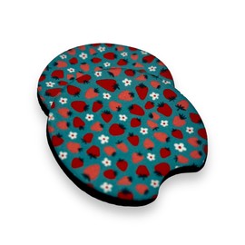 Strawberry pint car coaster | fabric drink mat | perfect gift option | fits into most car cup holders 7cm | two pack