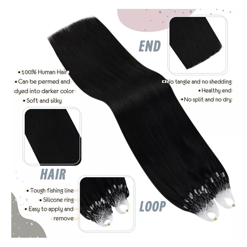 Ugeat Extensiones Cabello Humano #1 Read Negro 14in 1gr