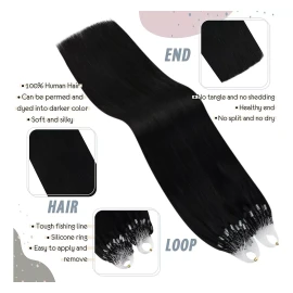 Ugeat Extensiones Cabello Humano #1 Read Negro 14in 1gr