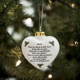 CBE Aunts Who are Wise Advise Fun White Puffy Heart Porcelain Christmas Ornament