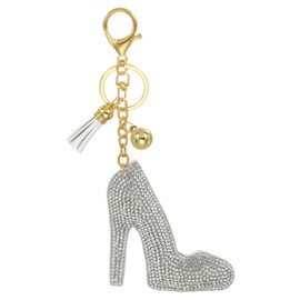 PATIKIL Rhinestone Keychain, Bling Keychain Accessories Crystal Key Chain for Women Purse Charm Bag Charm for Keys Handbags Decor, White