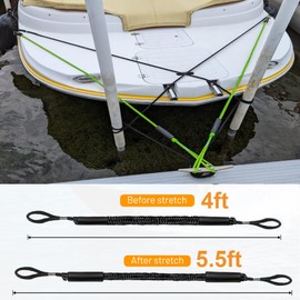 Boat Bungee Dock Lines, Mooring Rope for Docking with Loop, Boat Ropes, Boat Accessories, Quick and Easy Dock for PWC, Kayak, Jet Ski, Seadoo, WaveRunner, Pontoon, Bass Boat (Black)