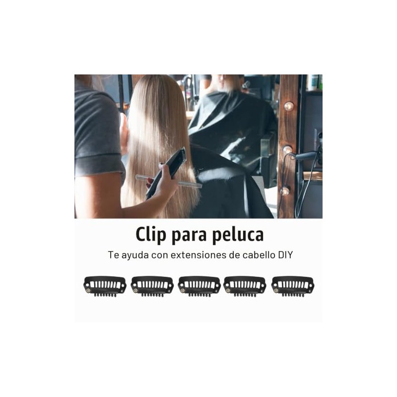 Clips de Peluca con Peine a Presión de 8 Dientes,