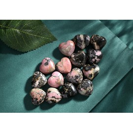 MAIBAOTA MAIBAOTA Rhodonite Crystal Heart Healing Crystals Gemstones Pocket Nature Spiritual Energy Gem Stones Set Gifts for Women Reiki Divination Balancing Yoga Meditation 10PCS