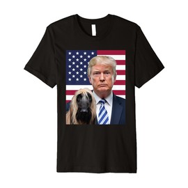 Funny Trump And Afghan Hound Dog USA Flag Election 2024 Vote Premium T-Shirt