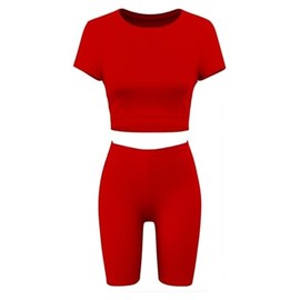 ANZEE Vibrant Girls Crop Top and Shorts Outfit Stylish Neon Printed Set for Teens Ideal for Gymnastics Dance Cycling Play or Costume Events (Red 9-10)