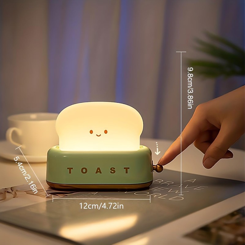QANYI Desk Decor Toaster Lamp, Rechargeable Small Lamp with Smile